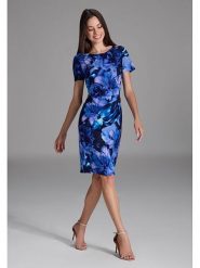 SWING Sukienka w kolorze granatowo-fioletowym rozmiar: 46. Niebieskie sukienki damskie Swing, bez wzorów, bez kołnierzyka, bez ramiączek, midi. Za 214.70 zł.