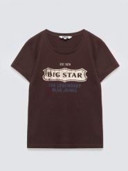 Koszulka damska z linii Authentic z logo BIG STAR brązowa Rissmelna 804. Brązowe t-shirty damskie Big Star, l, bez wzorów, z dzianiny, bez kołnierzyka. Za 99.99 zł.