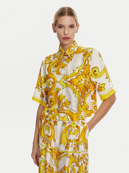 Dolce&Gabbana Koszula F5S01T HI1TK Żółty Regular Fit. Żółte koszule damskie Dolce&Gabbana, s, bez wzorów, z jedwabiu, bez kołnierzyka, bez ramiączek. Za 4,319.00 zł.