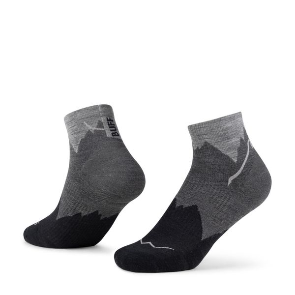 Skarpety turystyczne Buff Merino LIghtweight Quarter Sock LWQ3. Szare skarpetki damskie Buff, bez wzorów, z elastanu. Za 99.99 zł.
