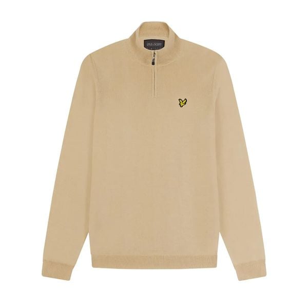 Sweter merino 1/4 zip Lyle & Scott Core. Brązowe swetry męskie LYLE AND SCOTT, s, bez wzorów, z syntetyku, bez kołnierzyka. Za 339.50 zł.