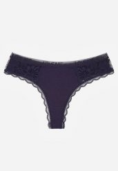 Granatowe Majtki Stringi Ozdobione Koronką z Bawełną Meniliphis. Niebieskie stringi damskie Renee, l, bez wzorów, z bawełny. Za 6.99 zł.