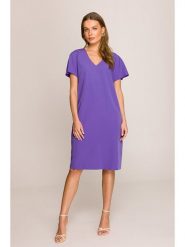 Stylove Sukienka w kolorze fioletowym rozmiar: L. Różowe sukienki damskie Stylove, na co dzień, l, bez wzorów, bez kołnierzyka, bez ramiączek, midi, proste. Za 228.38 zł.
