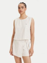 Tommy Jeans Top DW0DW22779 Beżowy jasny Regular Fit. Brązowe topy damskie Tommy Jeans, s, bez wzorów, z jeansu, bez kołnierzyka. Za 329.99 zł.