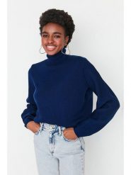 Trendyol Golf w kolorze granatowym rozmiar: S. Niebieskie golfy damskie Trendyol, s, bez wzorów, bez ramiączek. Za 91.34 zł.