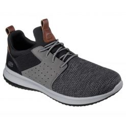 Buty Skechers Delson Camben 65474BKGY szare. Szare buty sportowe na co dzień męskie ze skóry, bez zapięcia. Za 478.86 zł.