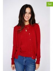 C& Jo 2-częściowy zestaw w kolorze czerwonym rozmiar: 42. Czerwone kardigany damskie C& Jo, bez wzorów, z kaszmiru. Za 200.13 zł.