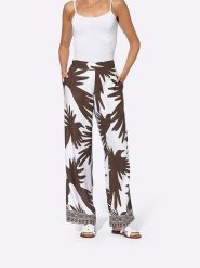 Heine Spodnie w kolorze biało-brązowym rozmiar: W25. Białe spodnie materiałowe damskie Heine, bez wzorów, z materiału. Za 91.34 zł.