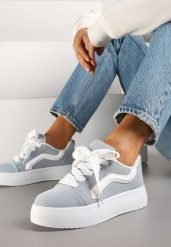 Jasnoniebieskie Sneakersy Kultowe Tenisówki na Grubej Podeszwie Nurisora. Niebieskie trampki i tenisówki damskie Renee, bez wzorów, z jeansu. Za 79.99 zł.
