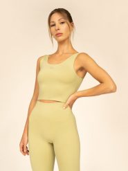 4F Crop-top treningowy z materiałów z recyklingu damski 4F x Anna Lewandowska L. Niebieskie topy damskie 4f, l, bez wzorów, z materiału, bez kołnierzyka. Za 149.99 zł.