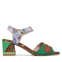 Sandały Laura Vita. Zielone sandały damskie Laura Vita, bez wzorów, bez obcasa, na słupku. Za 399.99 zł.