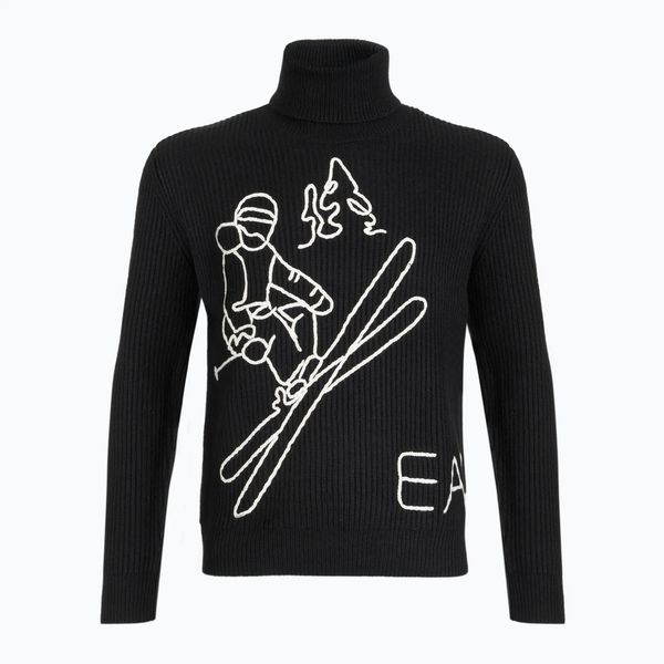 Sweter męski EA7 Emporio Armani Mountain Apres Ski Embroidery Knitted. Czarne swetry męskie EA7 Emporio Armani, na zimę, m, bez wzorów, z materiału, bez kołnierzyka. Za 1,029.00 zł.