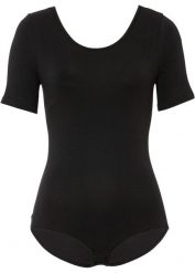 Body z krótkim rękawem, z bawełny. Czarne body damskie bonprix, bez wzorów, z bawełny. Za 69.99 zł.