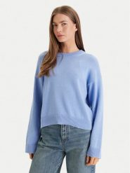 Calvin Klein Sweter LV047D305G Niebieski Relaxed Fit. Niebieskie swetry klasyczne damskie CALVIN KLEIN, xs, z bawełny, bez kołnierzyka. Za 489.99 zł.