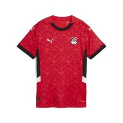 Damska koszulka domowa Egipt 2025 PUMA Red Black. Czarne bluzki damskie Puma, s, bez wzorów, sportowe, bez kołnierzyka, bez ramiączek. Za 419.00 zł.