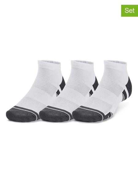 Under Armour Skarpety sportowe (3 pary) "Performance Tech" w kolorze biało-antracytowym rozmiar: M. Białe skarpetki męskie Under Armour, bez wzorów, z materiału. Za 60.95 zł.