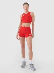 4F Legginsy krótkie treningowe damskie - czerwone XL. Czerwone legginsy damskie 4f, s, bez wzorów, z dzianiny. Za 89.99 zł.