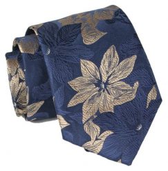 Krawat - ALTIES - Duże Kwiaty, Granat. Niebieskie krawaty i muchy męskie Alties, bez wzorów, z tkaniny, eleganckie. Za 49.00 zł.