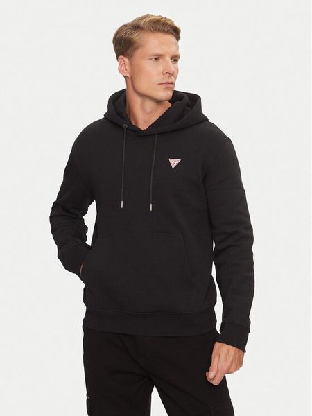 Guess Jeans Bluza M4YQ22 K9V31 Czarny Regular Fit. Czarne bluzy bez kaptura męskie Guess Jeans, m, z bawełny. Za 299.99 zł.