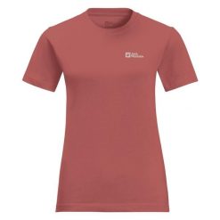 Koszulka damska Jack Wolfskin Essential. Czerwone bluzki damskie Jack Wolfskin, bez wzorów, bez kołnierzyka. Za 92.99 zł.