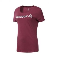 Koszulka sportowa damska Reebok Linear Read Scoop. Czerwone bluzki sportowe damskie Reebok, bez wzorów, bez ramiączek. Za 111.00 zł.