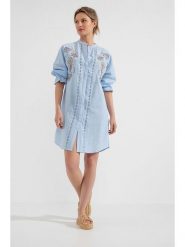 Josephine & Co Sukienka w kolorze błękitnym rozmiar: 44. Niebieskie sukienki damskie Josephine & Co, na co dzień, bez wzorów, z bawełny, bez kołnierzyka, bez ramiączek, midi, proste. Za 211.81 zł.