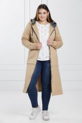 Beżowy dresowy płaszcz bluza Florentina z rozporkami i kapturem PLUS SIZE. Brązowe bluzy z kapturem damskie Moda Size Plus Iwanek, na wiosnę, plus size, bez wzorów, z bawełny, klasyczne, plus size. W wyprzedaży za 149.90 zł.