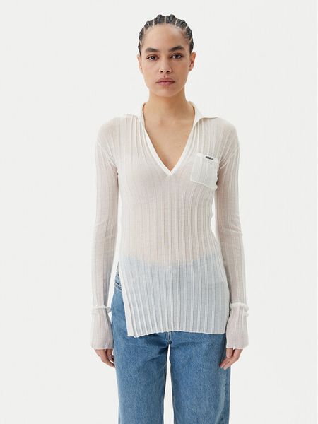 PINKO Bluzka Rex Ford Polo 105151 A2LS Biały Slim Fit. Białe bluzki damskie Pinko, xl, bez wzorów, z bawełny, bez ramiączek. Za 499.99 zł.