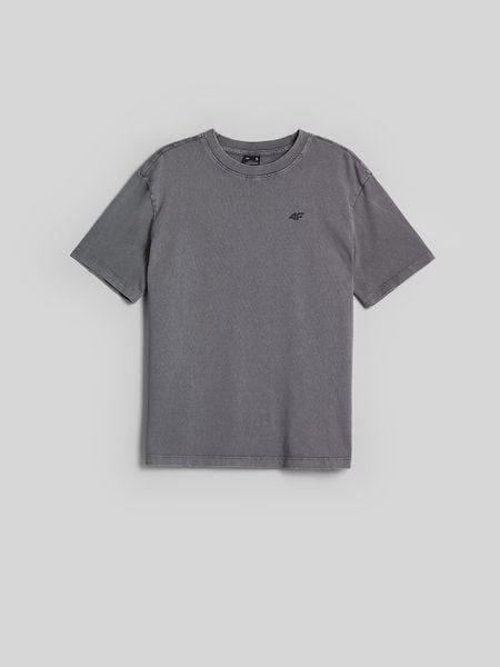 4F T-shirt loose z nadrukiem damski - szary M. Szare t-shirty damskie 4f, m, bez wzorów, z bawełny, bez kołnierzyka. Za 79.99 zł.