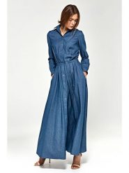 Nife Sukienka dżinsowa w kolorze niebieskim rozmiar: 42. Niebieskie sukienki damskie Nife, bez wzorów, z bawełny, bez kołnierzyka, bez ramiączek, maxi. Za 226.24 zł.