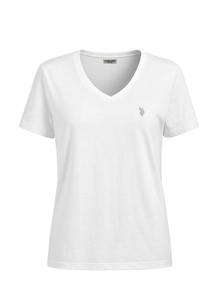 U.S. Polo Assn. Koszulka w kolorze białym rozmiar: M. Białe bluzki damskie U.S. Polo Assn., m, bez wzorów, z bawełny, bez kołnierzyka, bez ramiączek. Za 87.40 zł.