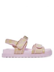 Guess Sandały FLJFDS FAL03 Różowy. Czerwone sandały damskie Guess, z aplikacjami, z materiału, bez obcasa, na płaskiej podeszwie. Za 419.99 zł.