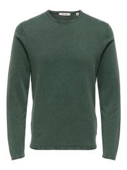 ONLY & SONS Sweter "Garson" w kolorze ciemnozielonym rozmiar: S. Zielone swetry męskie Only & Sons, s, bez wzorów, z bawełny, bez kołnierzyka. Za 92.42 zł.