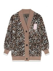Guess Kardigan J6YR02 Z0831 Beżowy Regular Fit. Brązowe swetry dziewczęce Guess, z aplikacjami, bez kołnierzyka. Za 294.99 zł.