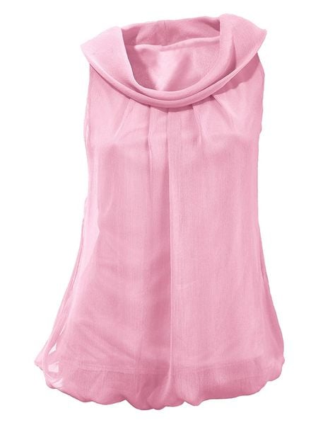 Heine Bluzka w kolorze jasnoróżowym rozmiar: 42. Różowe bluzki damskie Heine, bez wzorów, bez kołnierzyka, bez ramiączek. Za 74.99 zł.