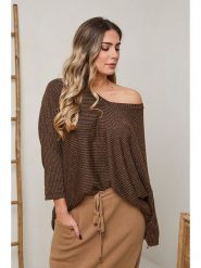 Plus Size Company Sweter "Daliah" w kolorze brązowym rozmiar: 50. Brązowe swetry klasyczne damskie Plus Size Company, plus size, bez kołnierzyka, plus size. Za 159.21 zł.