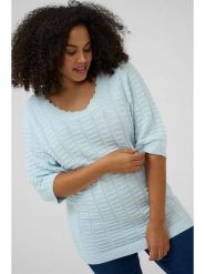 KAFFE curve Sweter w kolorze błękitnym rozmiar: L. Niebieskie swetry klasyczne damskie KAFFE curve, l, bez kołnierzyka. Za 124.95 zł.