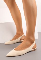 Beżowe Sandały Slingback z Noskiem w Szpic Arrilla. Brązowe sandały damskie Born2be, bez wzorów, bez obcasa, na płaskiej podeszwie. Za 44.99 zł.