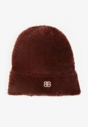 Brązowa Czapka Typu Beanie z Wełną i Wiskozą Ozdobiona Naszywką Borirra. Brązowe czapki zimowe damskie Born2be, z wełny. Za 44.99 zł.