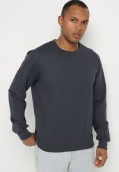 Granatowa Bluza z Bawełną i Ściągaczami Asallo. Niebieskie bluzy bez kaptura męskie Born2be, l, z bawełny. Za 39.99 zł.