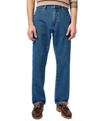 MESKIE SPODNIE WRANGLER FRONTIER DARK STONE 112362451. Spodnie materiałowe męskie Wrangler, bez wzorów, z jeansu. Za 219.99 zł.