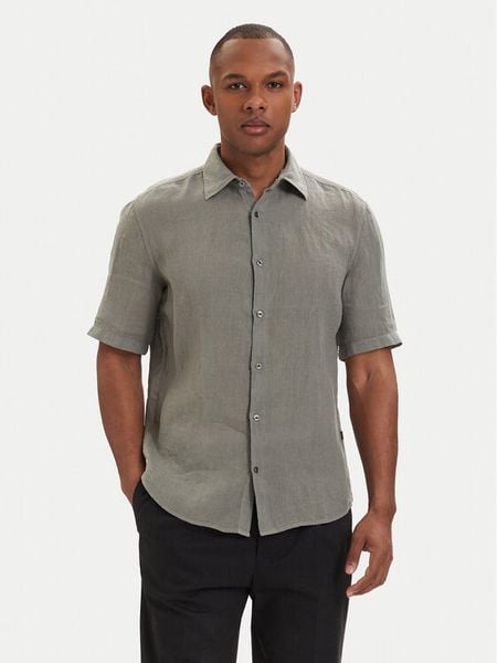 BOSS Koszula 50537382 Szary ciemny Regular Fit. Szare koszule męskie Boss, m, bez wzorów, ze lnu, bez kołnierzyka, bez ramiączek. Za 364.99 zł.