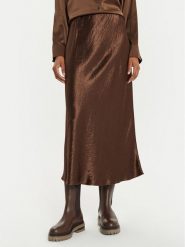 Max Mara Leisure Spódnica midi Allesio 2426106018 Brązowy Regular Fit. Brązowe spódniczki damskie Max Mara Leisure, bez wzorów, z satyny, midi. Za 409.99 zł.