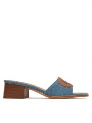 Guess Klapki FLJCN3 DEN03 Niebieski. Niebieskie klapki damskie Guess, z aplikacjami, z materiału, bez obcasa. Za 329.99 zł.