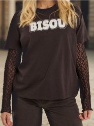 Koszulka z cyrkoniami - fioletowy. Fioletowe t-shirty damskie Sinsay, l, bez wzorów, bez kołnierzyka. Za 29.99 zł.