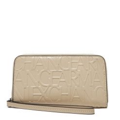 Portfel Armani Exchange. Brązowe portfele damskie Armani Exchange, bez wzorów. Za 239.99 zł.