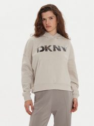 DKNY Bluza DP4T1031 Beżowy Regular Fit. Brązowe bluzy bez kaptura damskie DKNY, xs, z syntetyku. Za 209.99 zł.