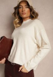 Jasnobeżowy Casualowy Sweter z Wełną Sassilae. Brązowe swetry klasyczne damskie Renee, m, z jeansu, bez kołnierzyka. Za 119.99 zł.