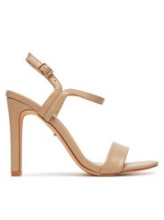 DeeZee Sandały F8977-2 Beżowy. Brązowe sandały damskie DeeZee, bez wzorów, z materiału, bez obcasa, na szpilce. Za 129.99 zł.