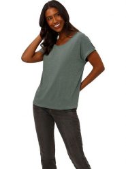 Heine Koszulka w kolorze khaki rozmiar: 38. Brązowe bluzki damskie Heine, bez wzorów, bez kołnierzyka, bez ramiączek. Za 48.16 zł.